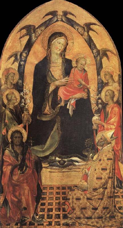 Gherardo Starnina The Madonna and the Nino with San Juan the Baptist, San Nicolas and four angeles Norge oil painting art